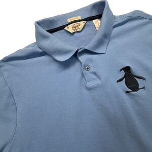 Original Penguin Polo Shirt Men's XXL Solid Classic Fit Large Logo Light Blue